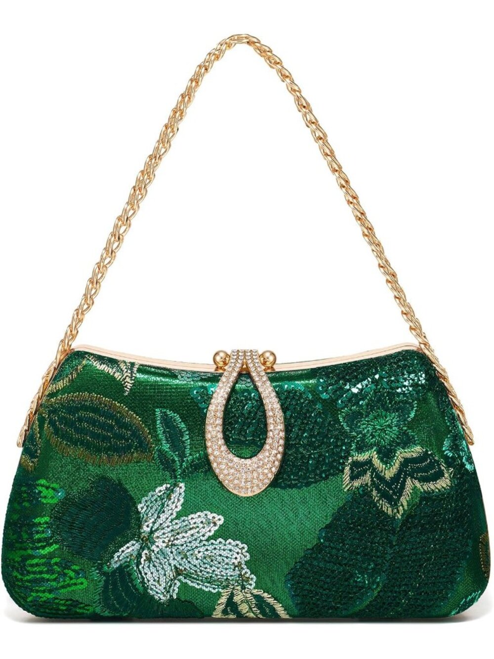 Women Green Clutch Purse Evening Party Prom Chain Wedding Crossbody Bag